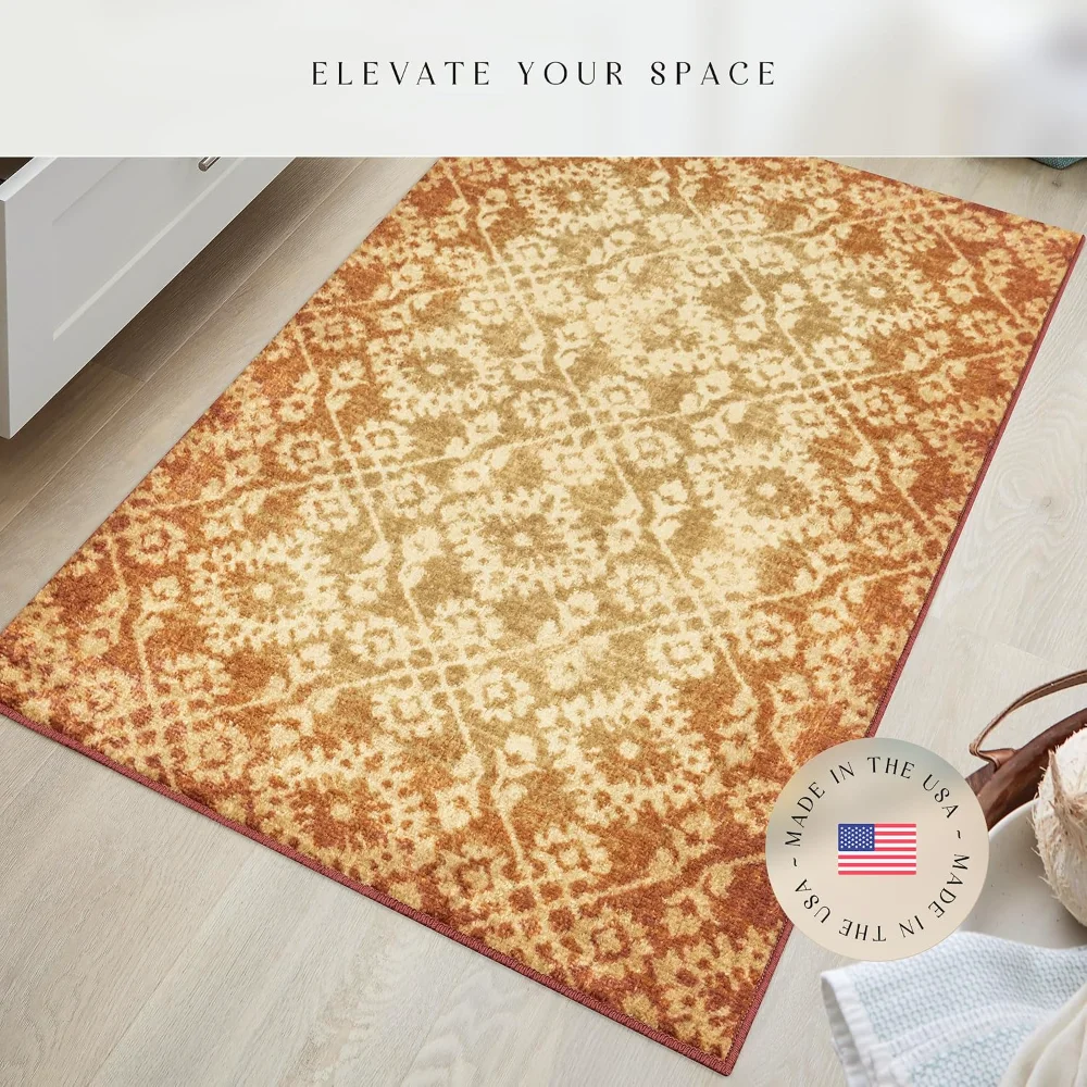 Arden Vintage Distressed Accent Rug, 2'6" x 3'10", Gold, view 3