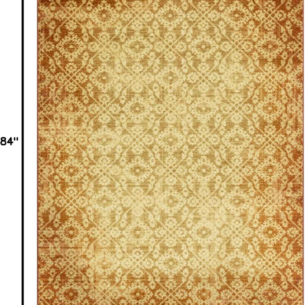 Arden Vintage Distressed Area Rug, 4'9" x 7', Gold, view 2
