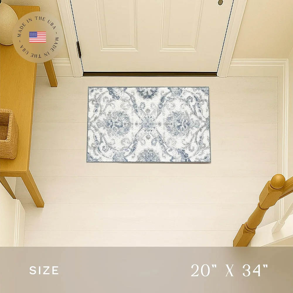 Blooming Damask Accent Rug, 34" x 20", Grey, view 2