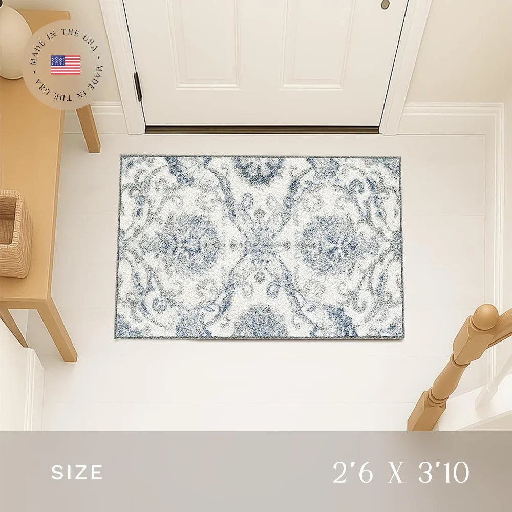 Blooming Damask Accent Rug, 46" x 30", Grey, view 2