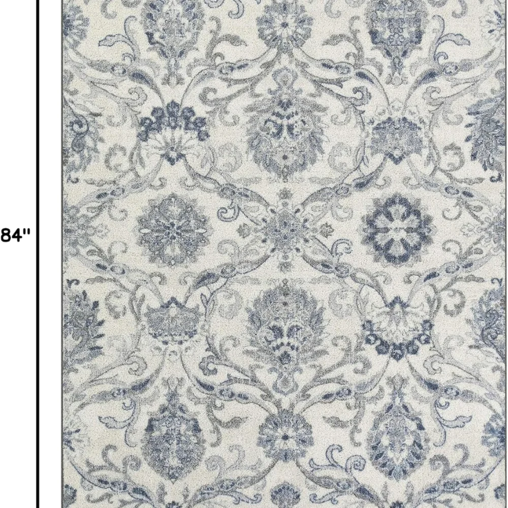 Blooming Damask Pet Mat, 5' x 7', Grey, view 2