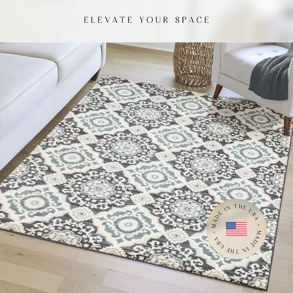 Camilla Medallion Pet Mat, 4'9" x 7', Cream, view 2