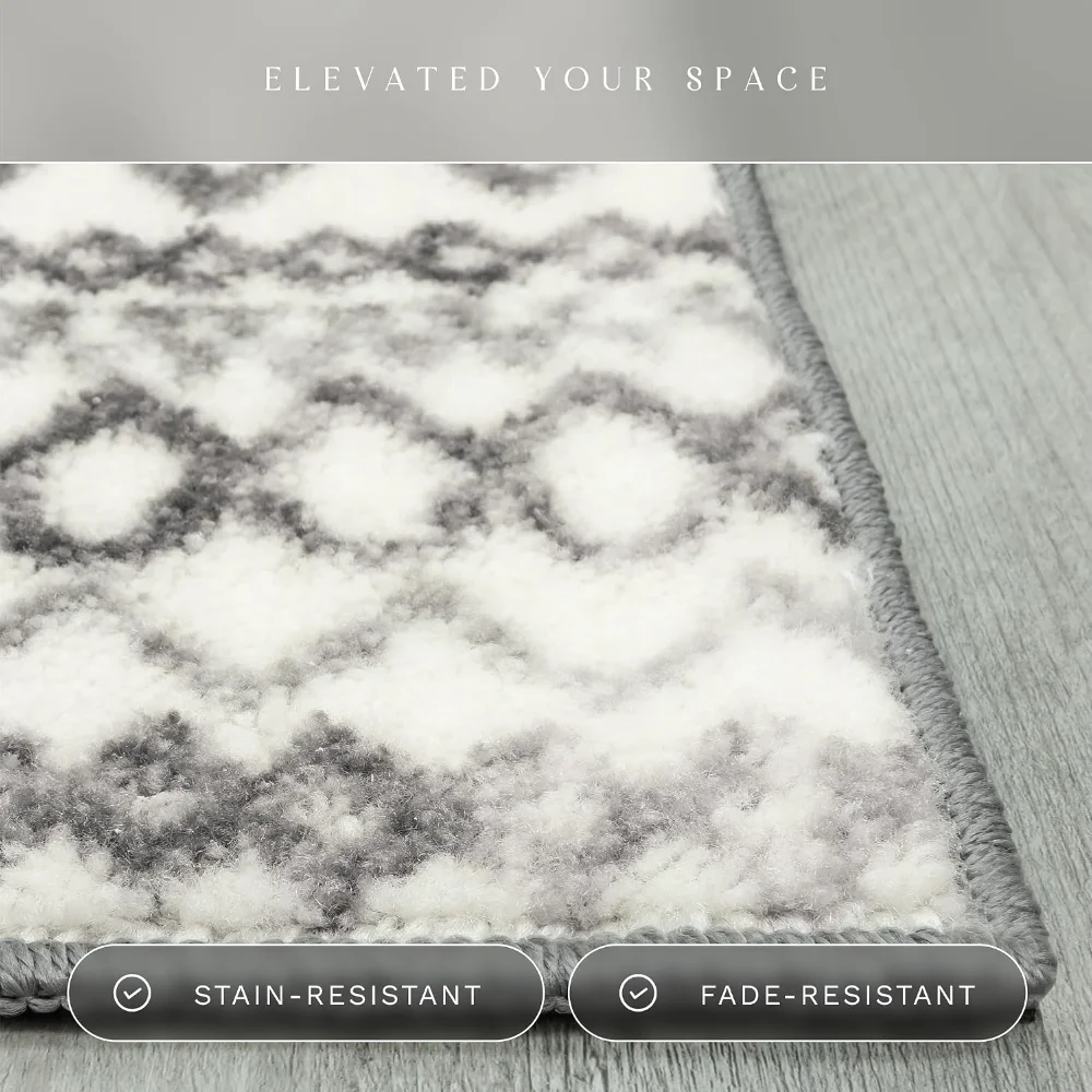 Diamond Distressed Moroccan Pet Mat, 4'9" x 7', Ivory, view 5