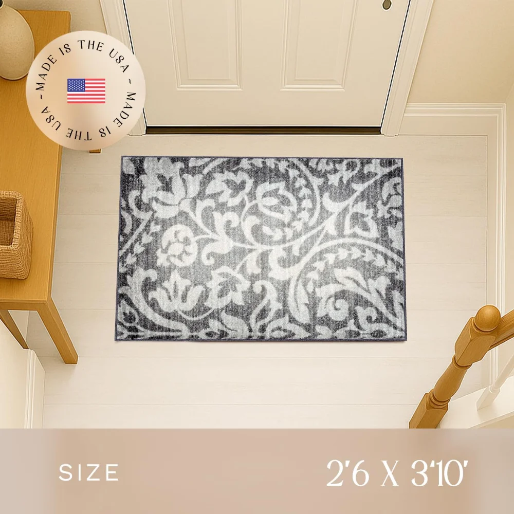 Exeter Floral Accent Rug, 2'6" x 3'10", Grey, view 2