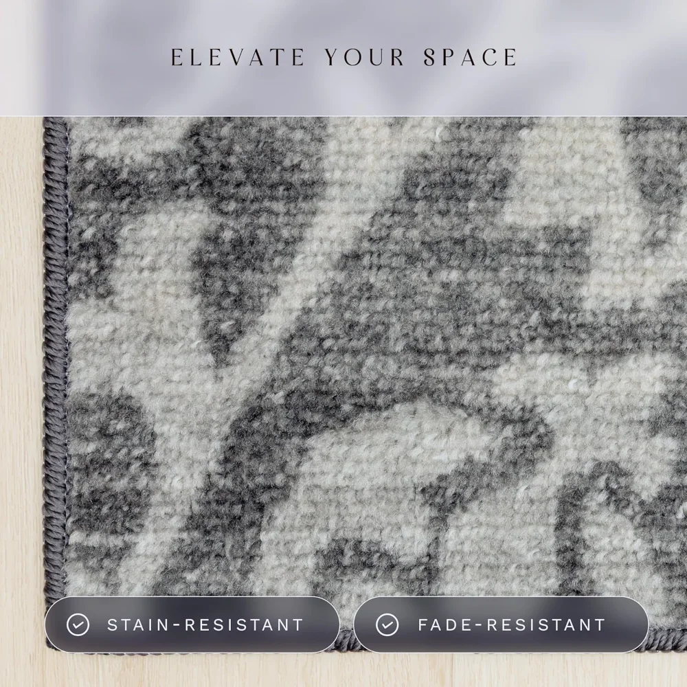 Exeter Floral Area Rug, 4'9" x 7', Grey, view 4