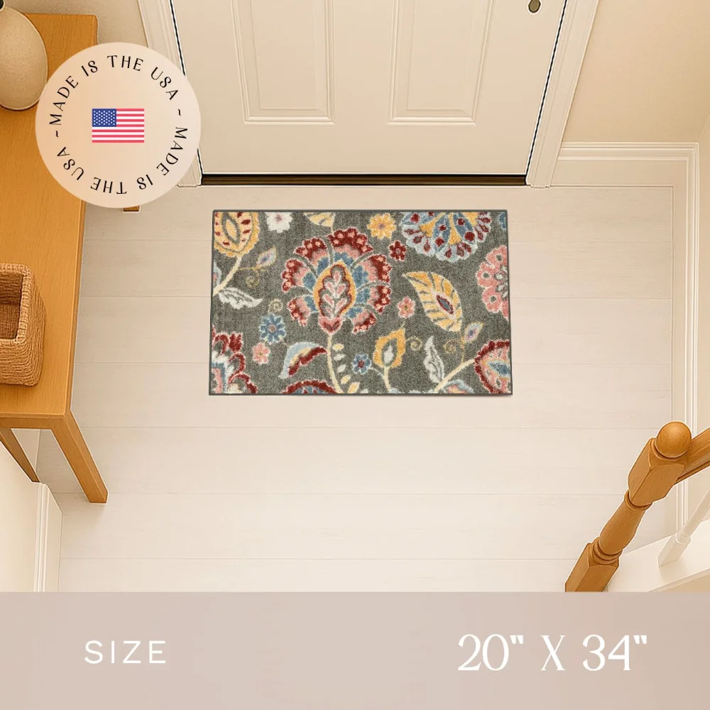 Gardena Floral Accent Rug, 1'8" x 2'10", Grey, view 2