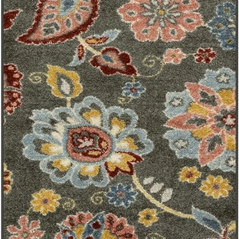Gardena Floral Runner, 2' x 8', Grey