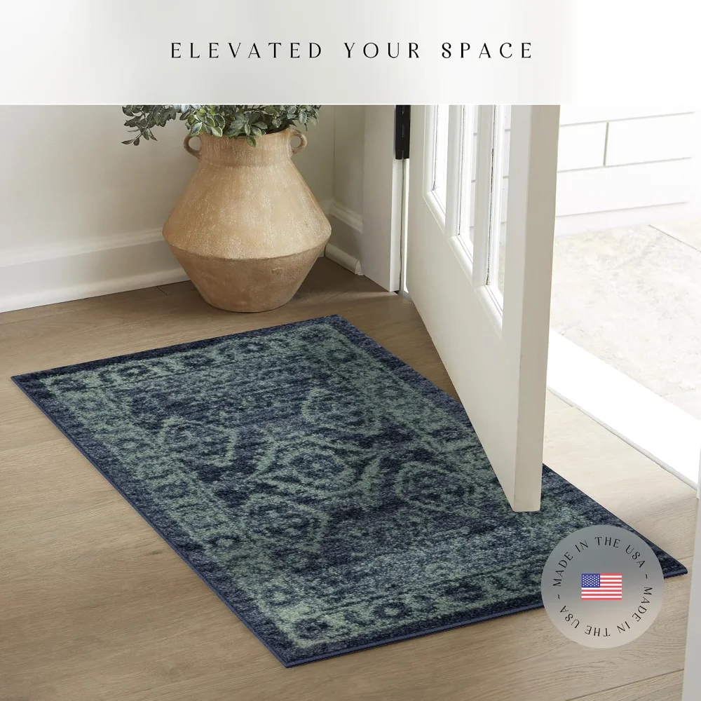 Georgina Traditional Accent Rug, 1'8" x 2'10", Navy, view 3