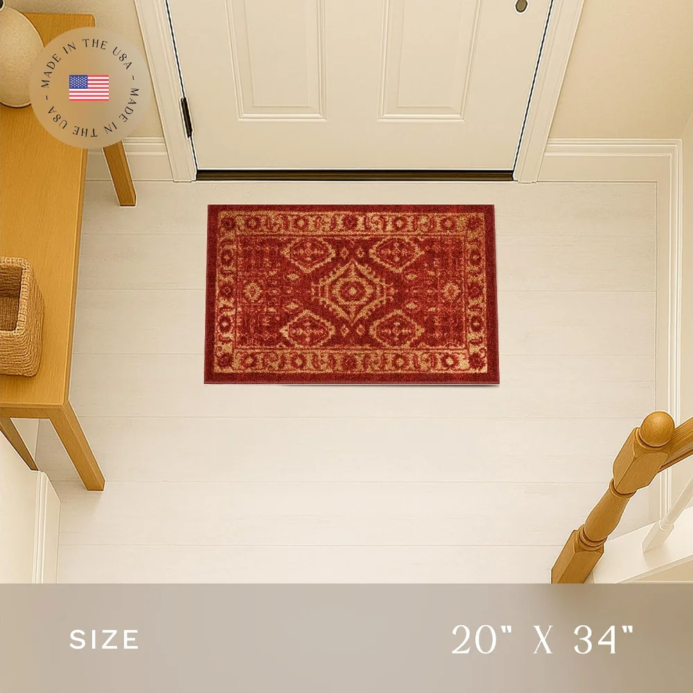 Georgina Traditional Accent Rug, 1'8" x 2'10", Red, view 2