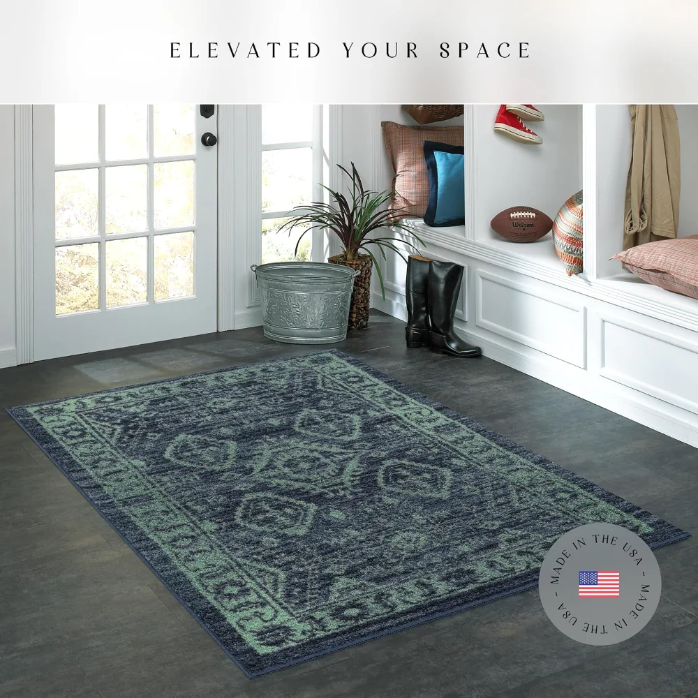 Georgina Traditional Accent Rug, 3'4" x 5', Navy, view 3