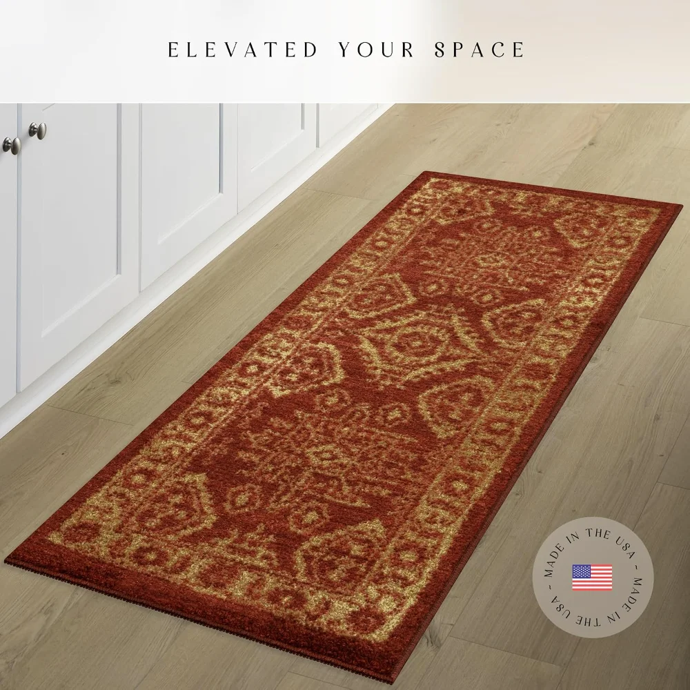 Georgina Traditional Runner, 1'8" x 5', Red, view 2