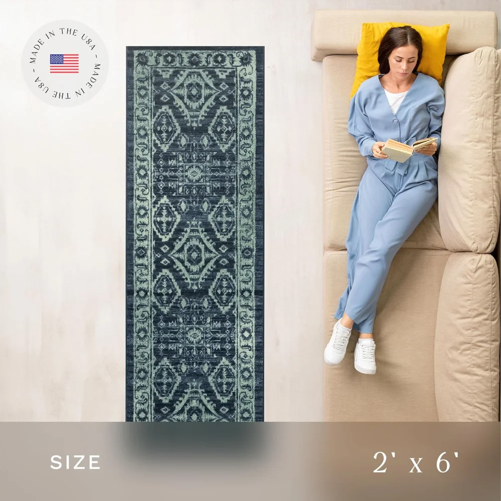 Georgina Traditional Runner, 2' x 6', Navy, view 3