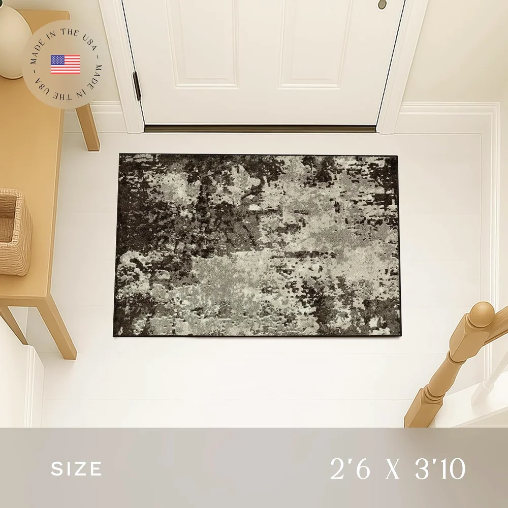 Horizon Modern Abstract Accent Rug, 2'6" x 3'10", Midnight Black, view 2