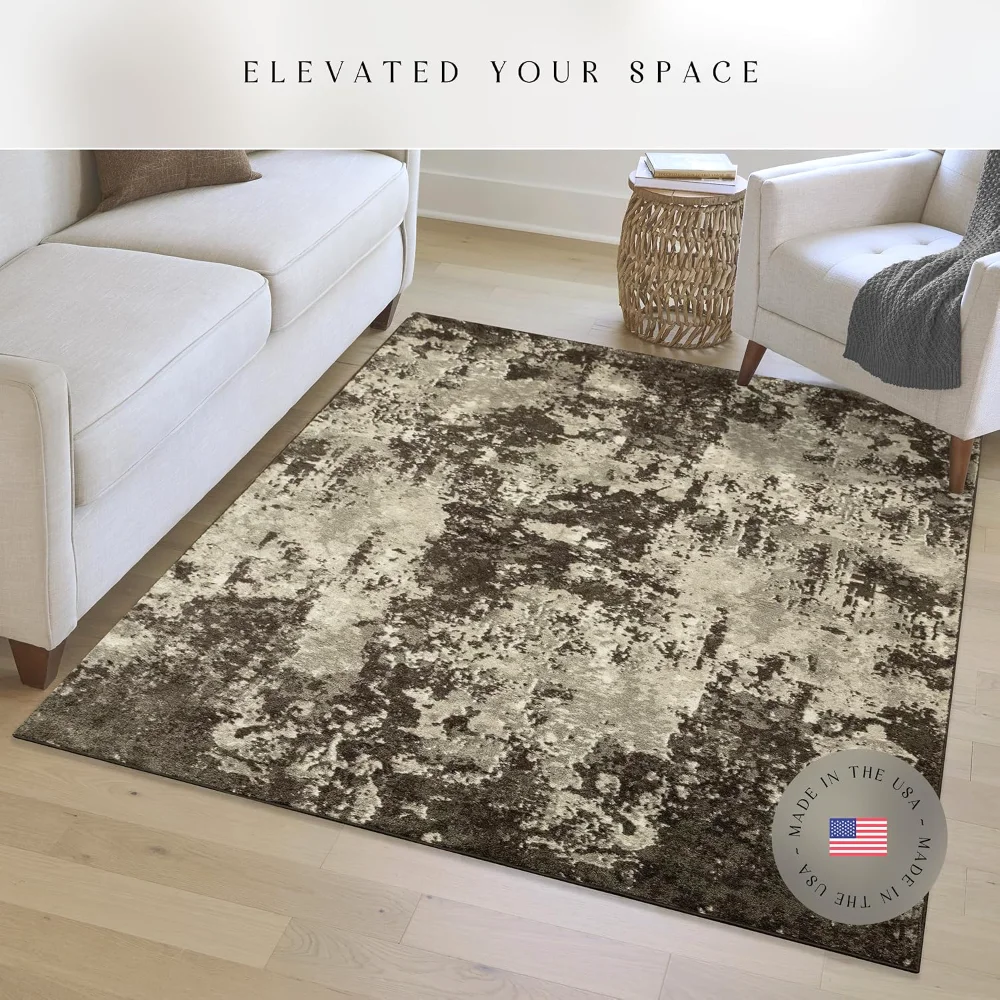 Horizon Modern Abstract Pet Mat, 4'9" x 7', Midnight Black, view 2