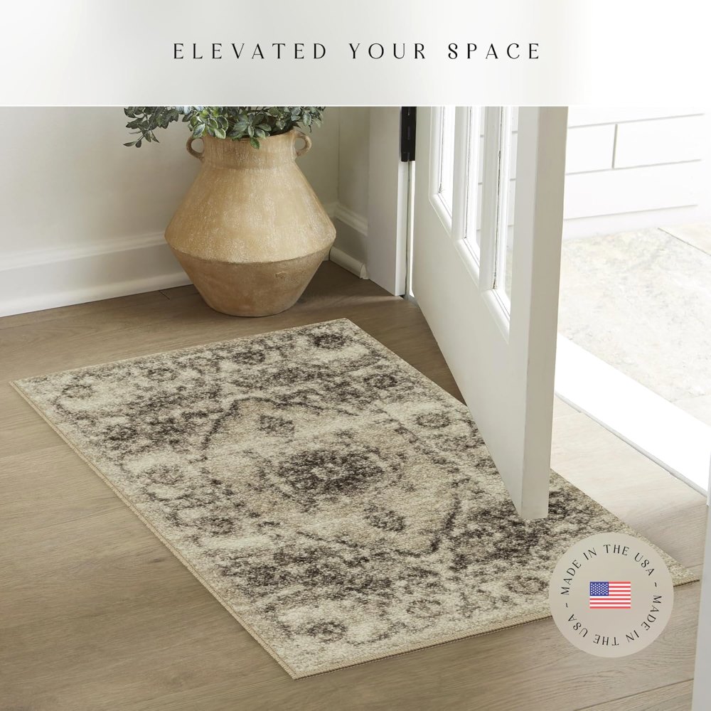 Lexington Farmhouse Accent Rug, 1'8" x 2'10", Taupe styled in a room