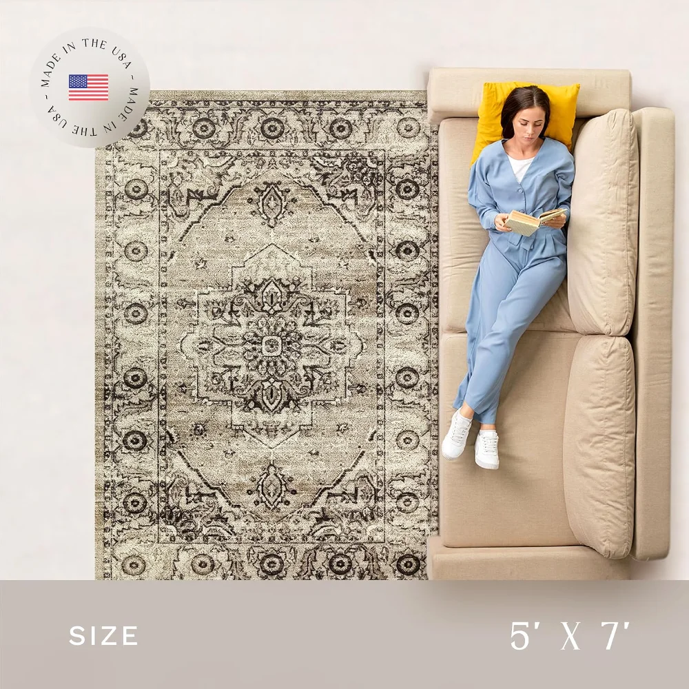 Lexington Farmhouse Area Rug, 4'9" x 7', Taupe, view 4