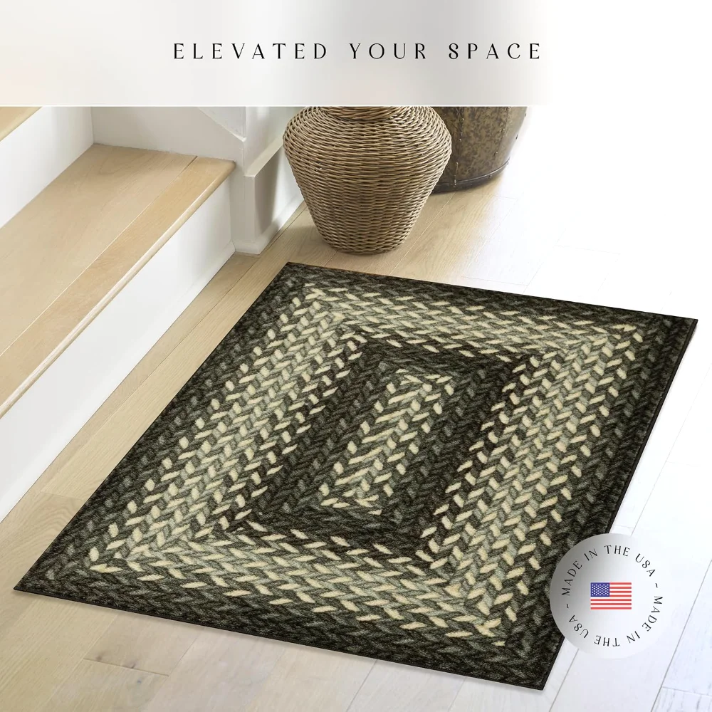Marion Bohemian Braided-Style Print Accent Rug, 2'6" x 3'10", Black, view 3