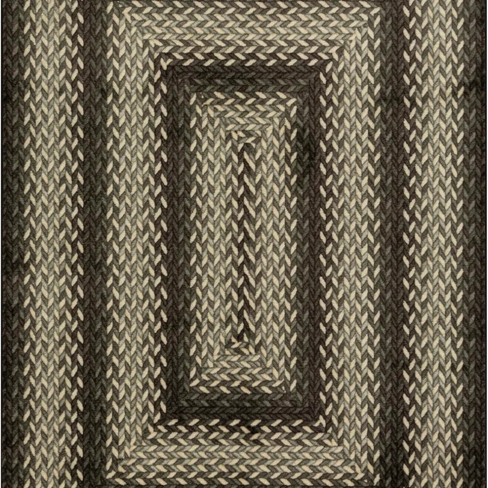 Marion Bohemian Braided-Style Print Area Rug, 4'9" x 7', Black