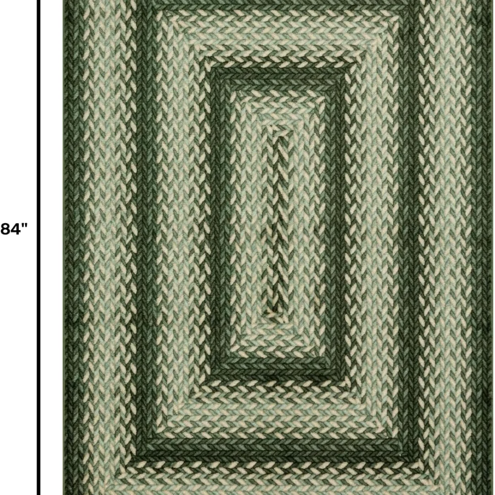 Marion Bohemian Braided-Style Print Area Rug, 4'9" x 7', Green, view 2