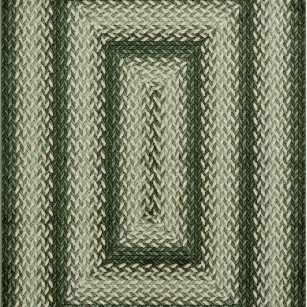 Marion Bohemian Braided-Style Print Area Rug, 4'9" x 7', Green