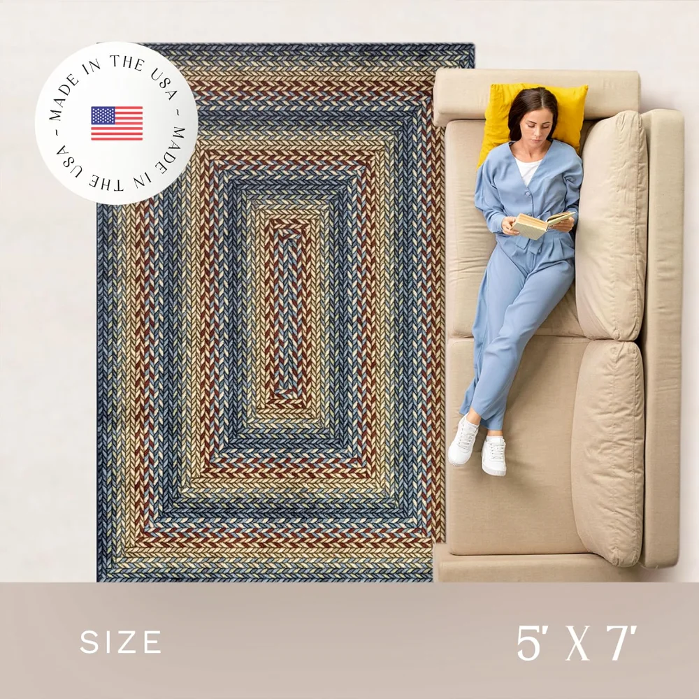 Marion Bohemian Braided-Style Print Area Rug, 4'9" x 7', Multi Color, view 3