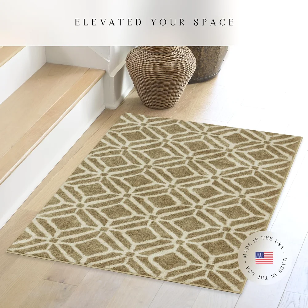Moderna Geometric Accent Rug, 34" x 20", Beige, view 3