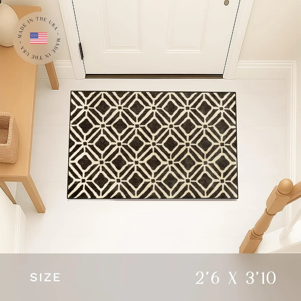 Moderna Geometric Accent Rug, 34" x 20", Black, view 2