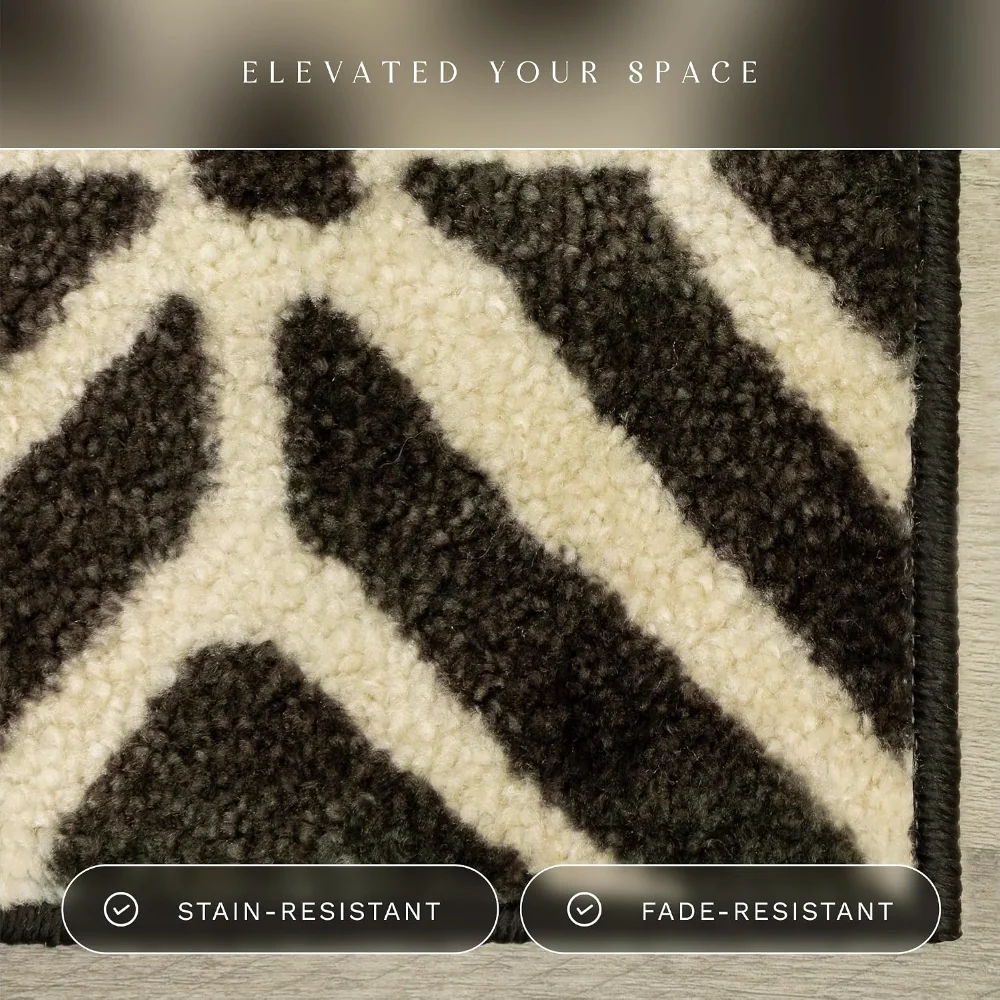 Moderna Geometric Area Rug, 4'9" x 7', Black, view 4
