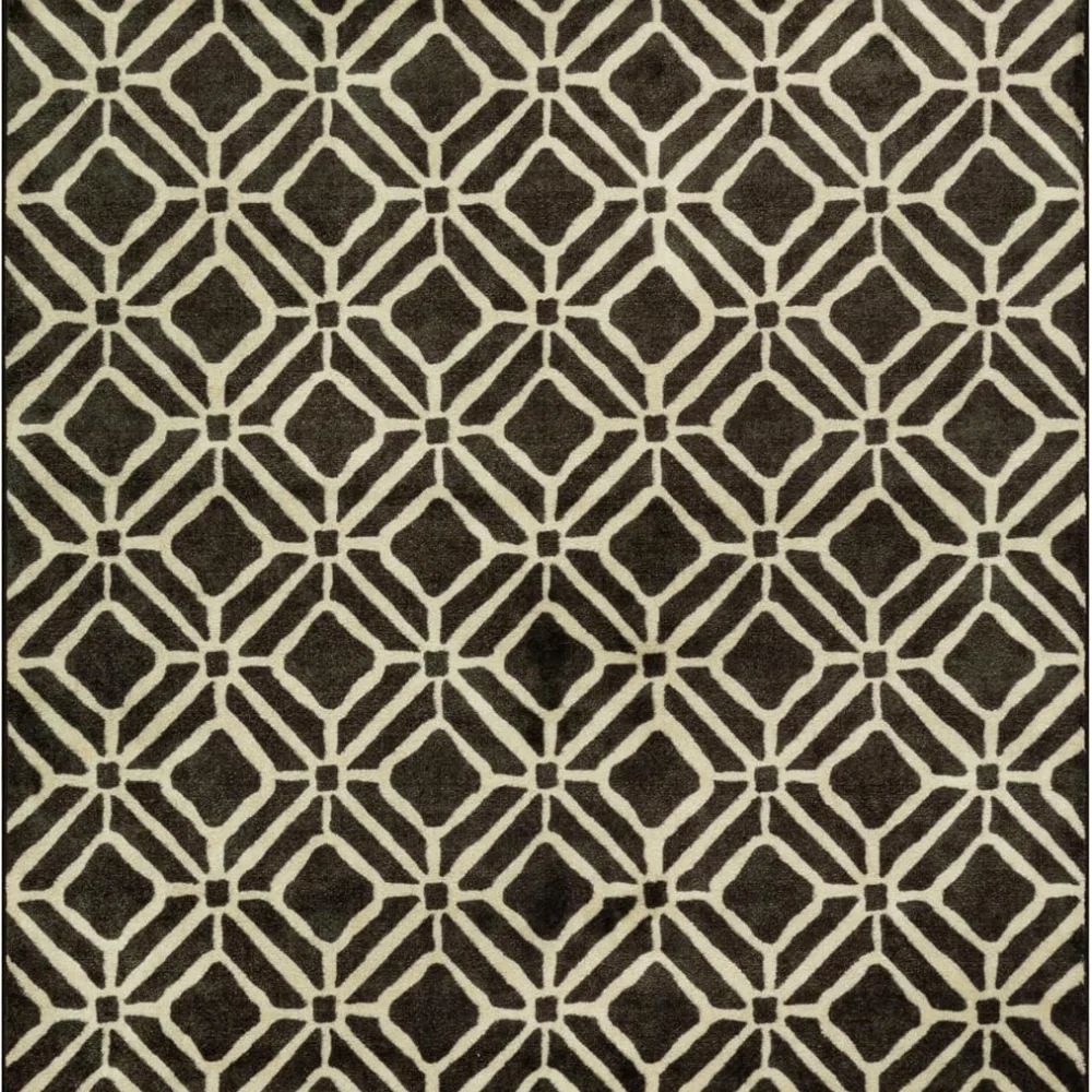 Moderna Geometric Area Rug, 4'9" x 7', Black