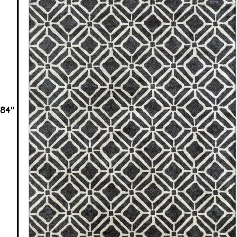 Moderna Geometric Area Rug, 4'9" x 7', Dark Blue, view 2