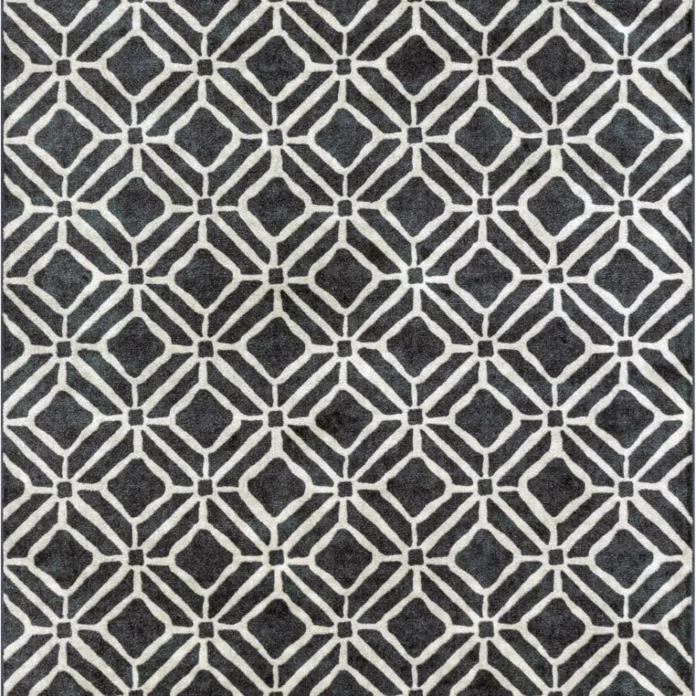 Moderna Geometric Area Rug, 4'9" x 7', Dark Blue
