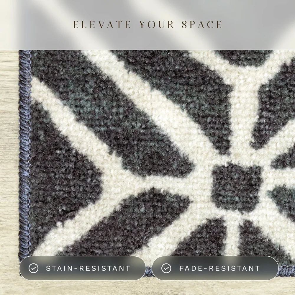Moderna Geometric Runner, 2' x 6', Dark Blue, view 4