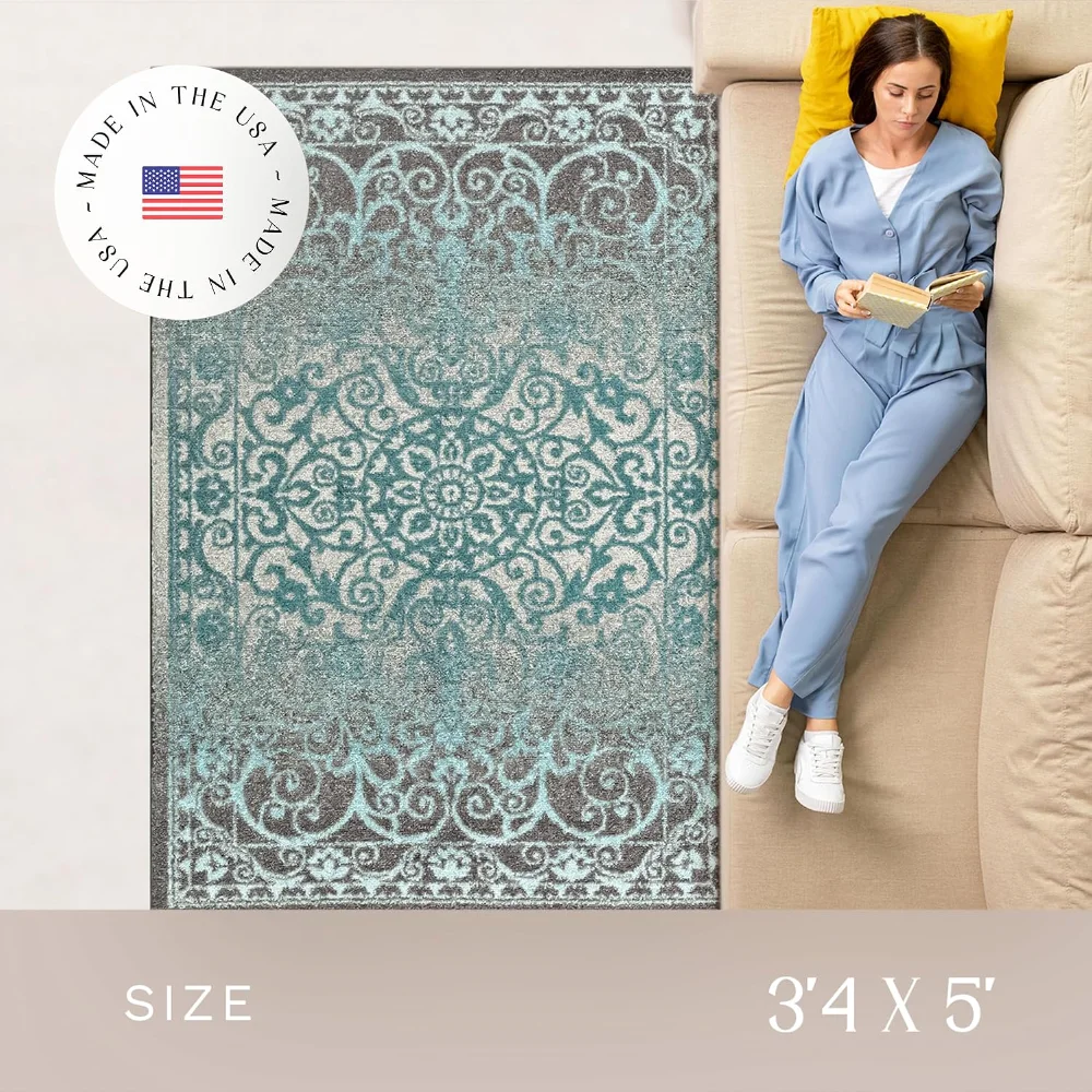 Pelham Vintage Medallion Pet Mat, 3'4" x 5', Grey, view 3