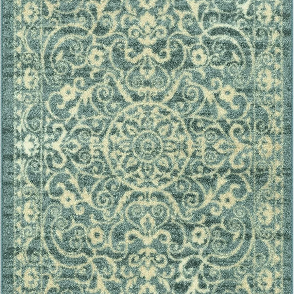 Pelham Vintage Medallion Pet Mat, 3'4" x 5', Light Spa