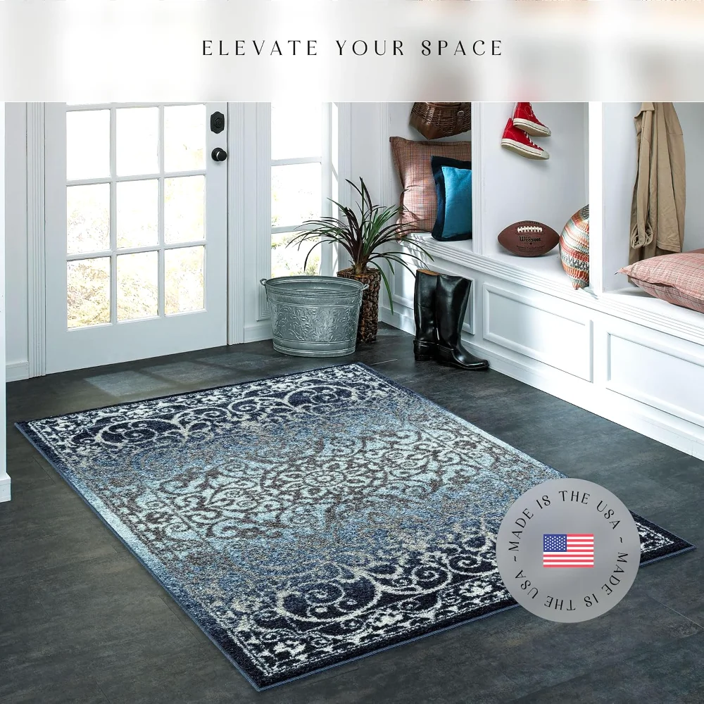 Pelham Vintage Medallion Pet Mat, 3'4" x 5', Navy, view 2