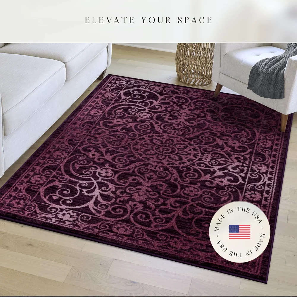Pelham Vintage Medallion Pet Mat, 4'9" x 7', Wineberry, view 3