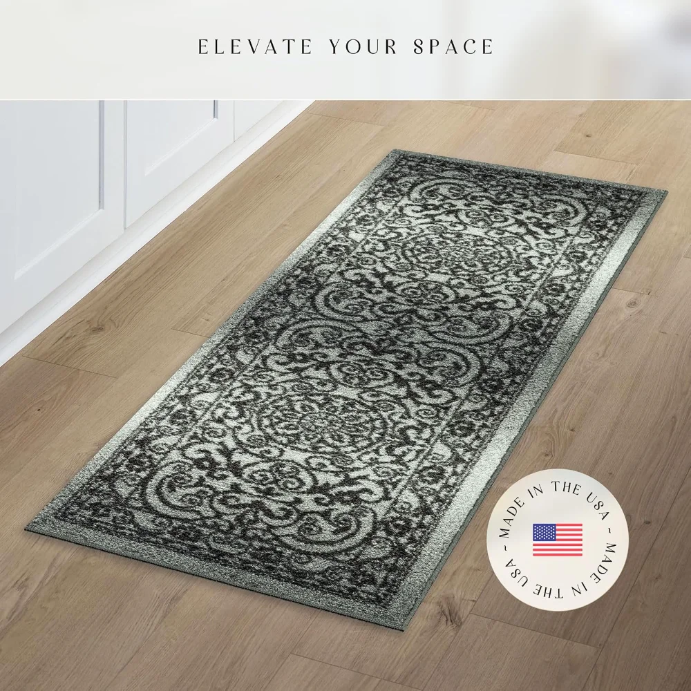 Pelham Vintage Medallion Runner, 1'8" x 5', Grey, view 3