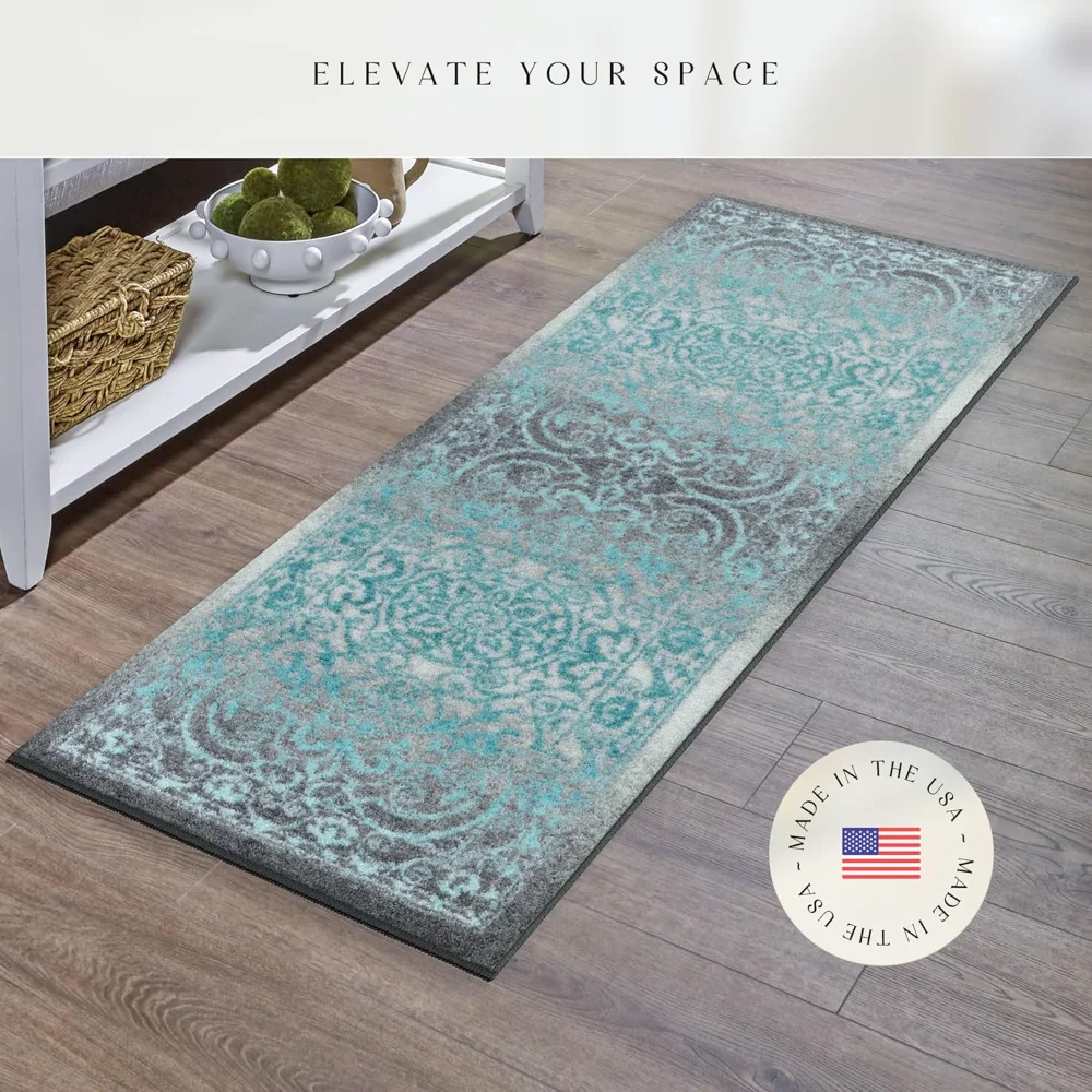 Pelham Vintage Medallion Runner, 1'8" x 5', Grey, view 3