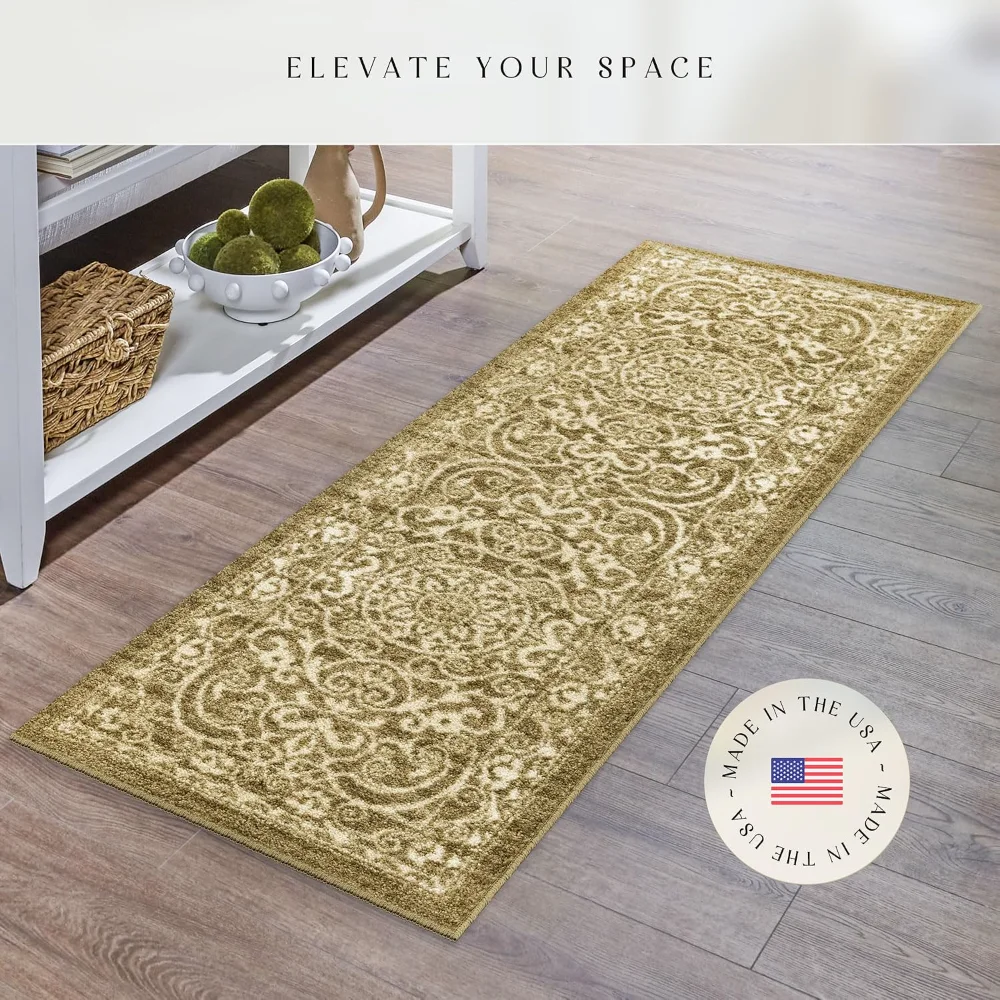 Pelham Vintage Medallion Runner, 1'8" x 5', Khaki, view 3