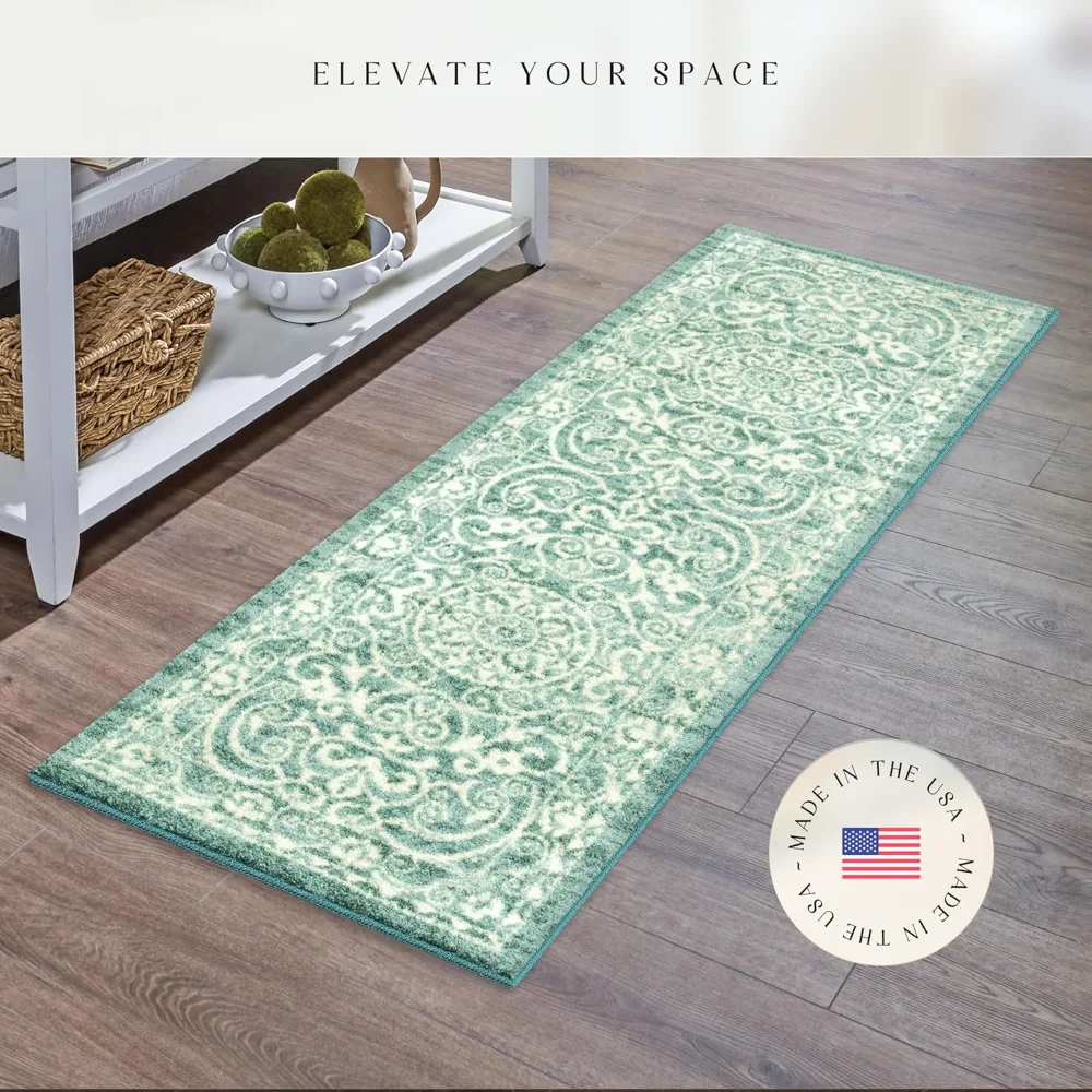 Pelham Vintage Medallion Runner, 1'8" x 5', Light Spa, view 3