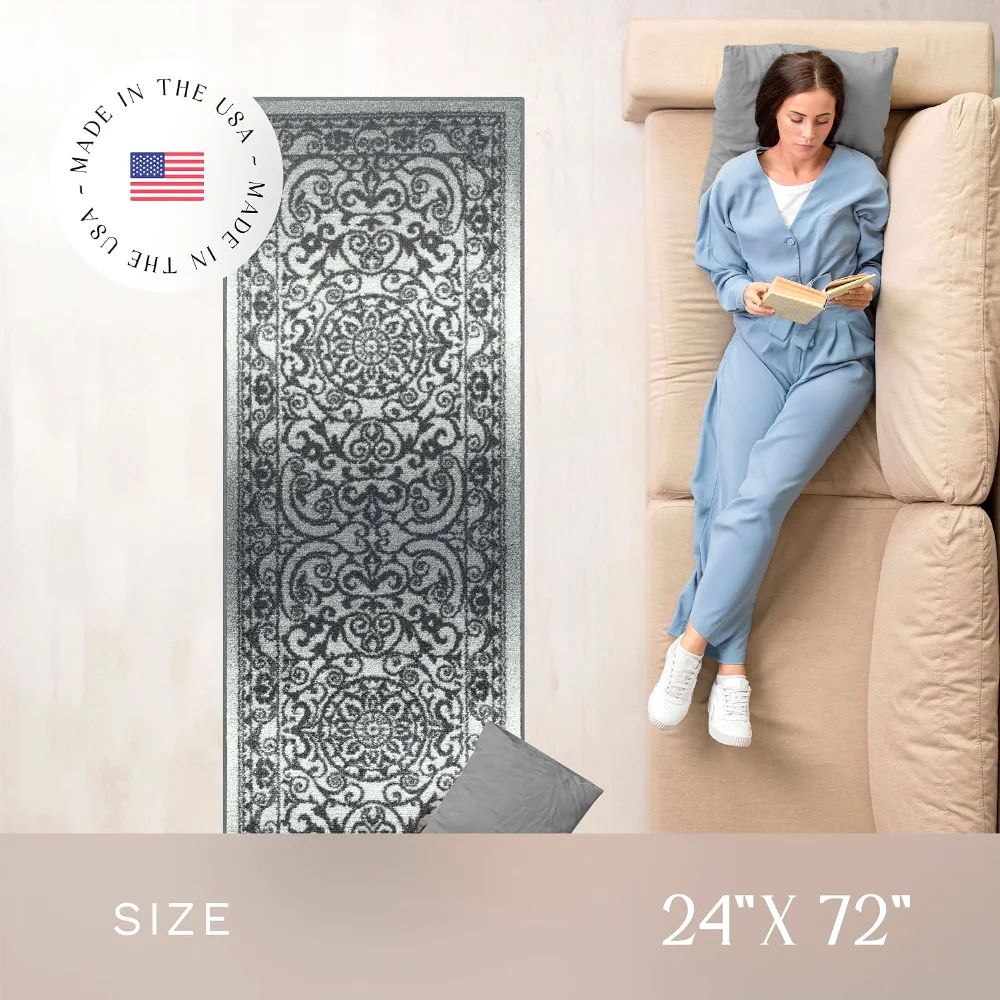 Pelham Vintage Medallion Runner, 2' x 6', Grey, view 4