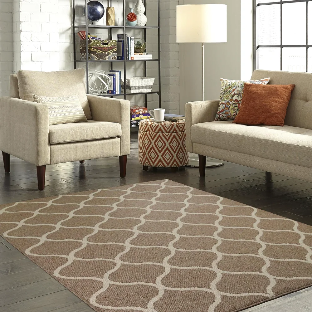 Rebecca Moroccan Trellis Pet Mat, 4'9" x 7', Taupe, view 2