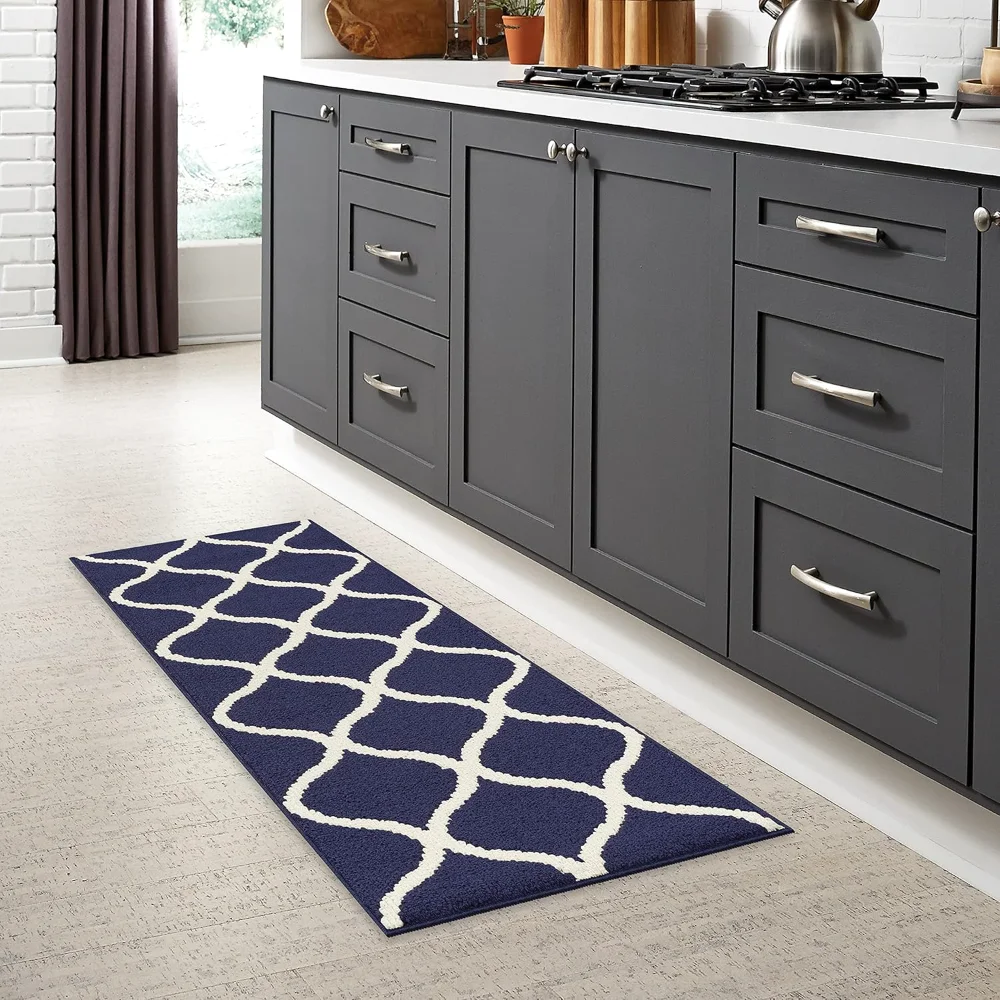 Rebecca Moroccan Trellis Runner, 2' x 6', Navy, view 2
