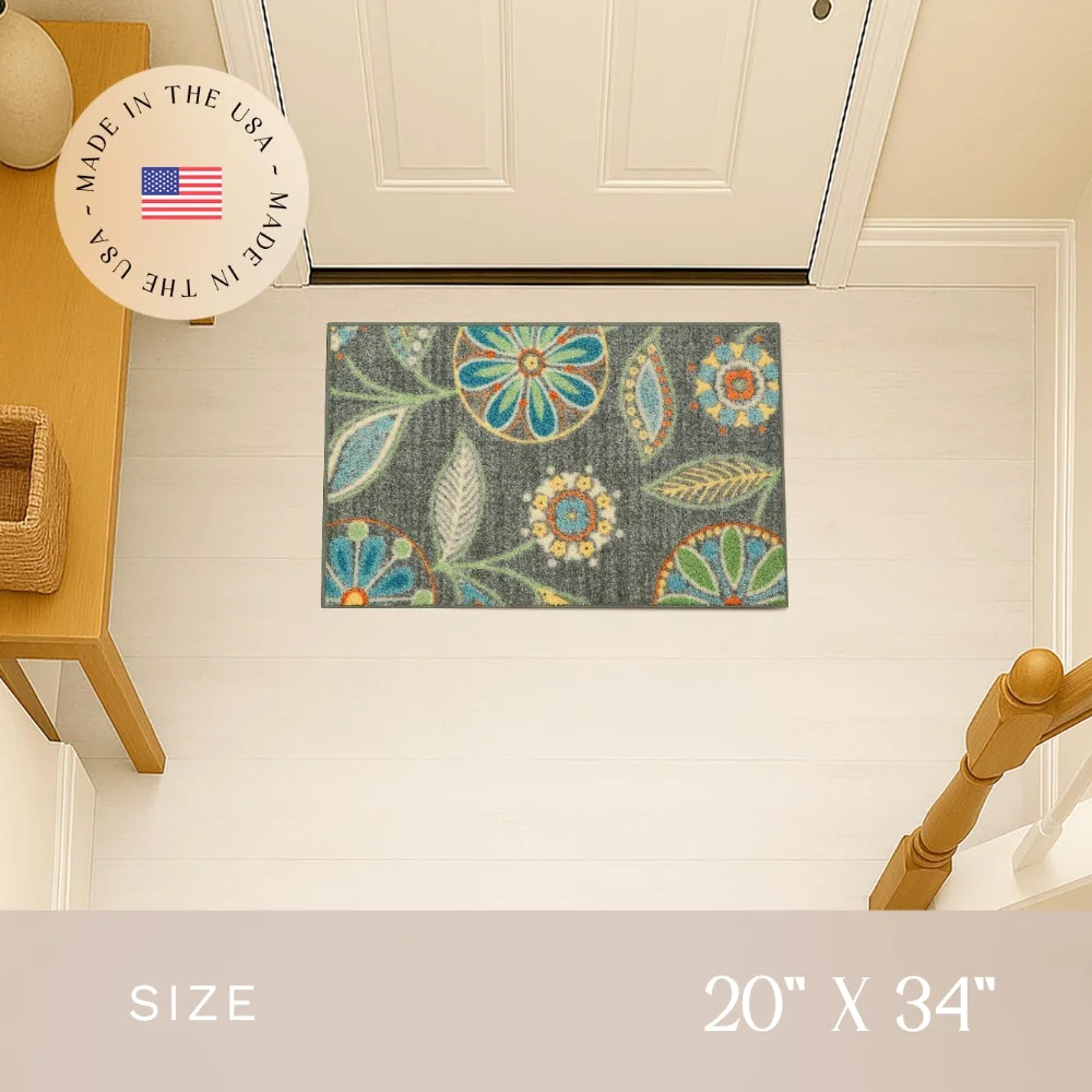 Reggie Floral Accent Rug, 1'8" x 2'10", Dark Grey, view 2