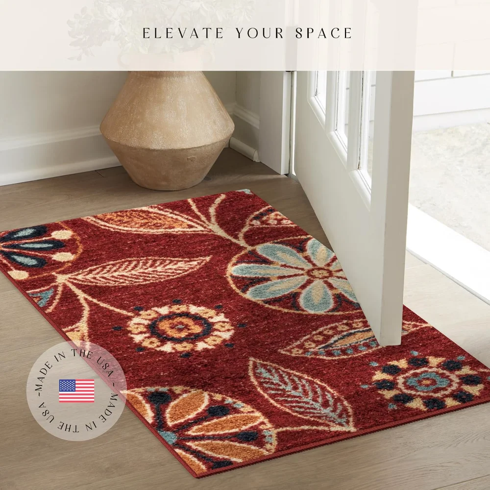Reggie Floral Accent Rug, 1'8" x 2'10", Merlot, view 3