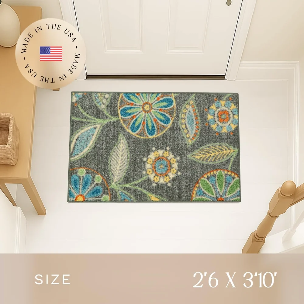 Reggie Floral Accent Rug, 2'6" x 3'10", Dark Grey, view 3