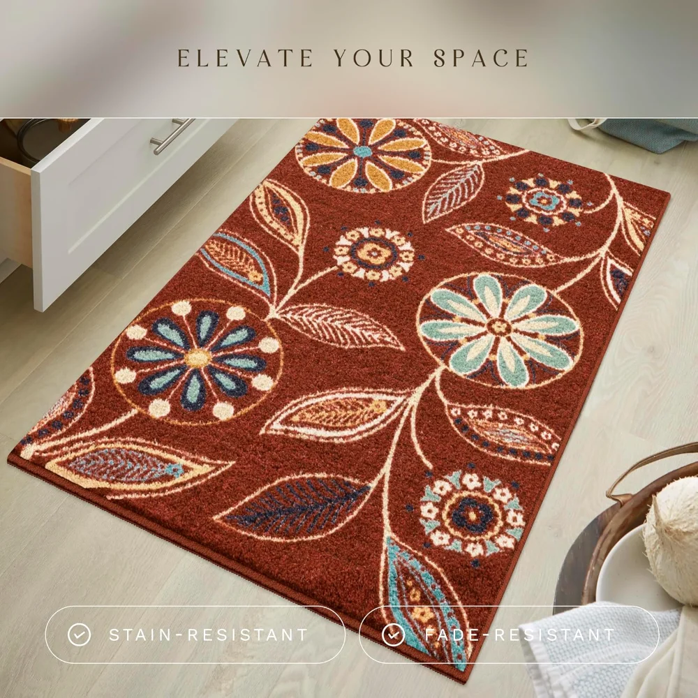 Reggie Floral Accent Rug, 2'6" x 3'10", Merlot, view 2