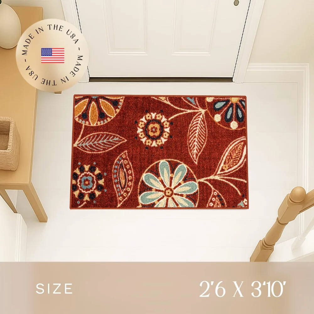 Reggie Floral Accent Rug, 2'6" x 3'10", Merlot, view 3