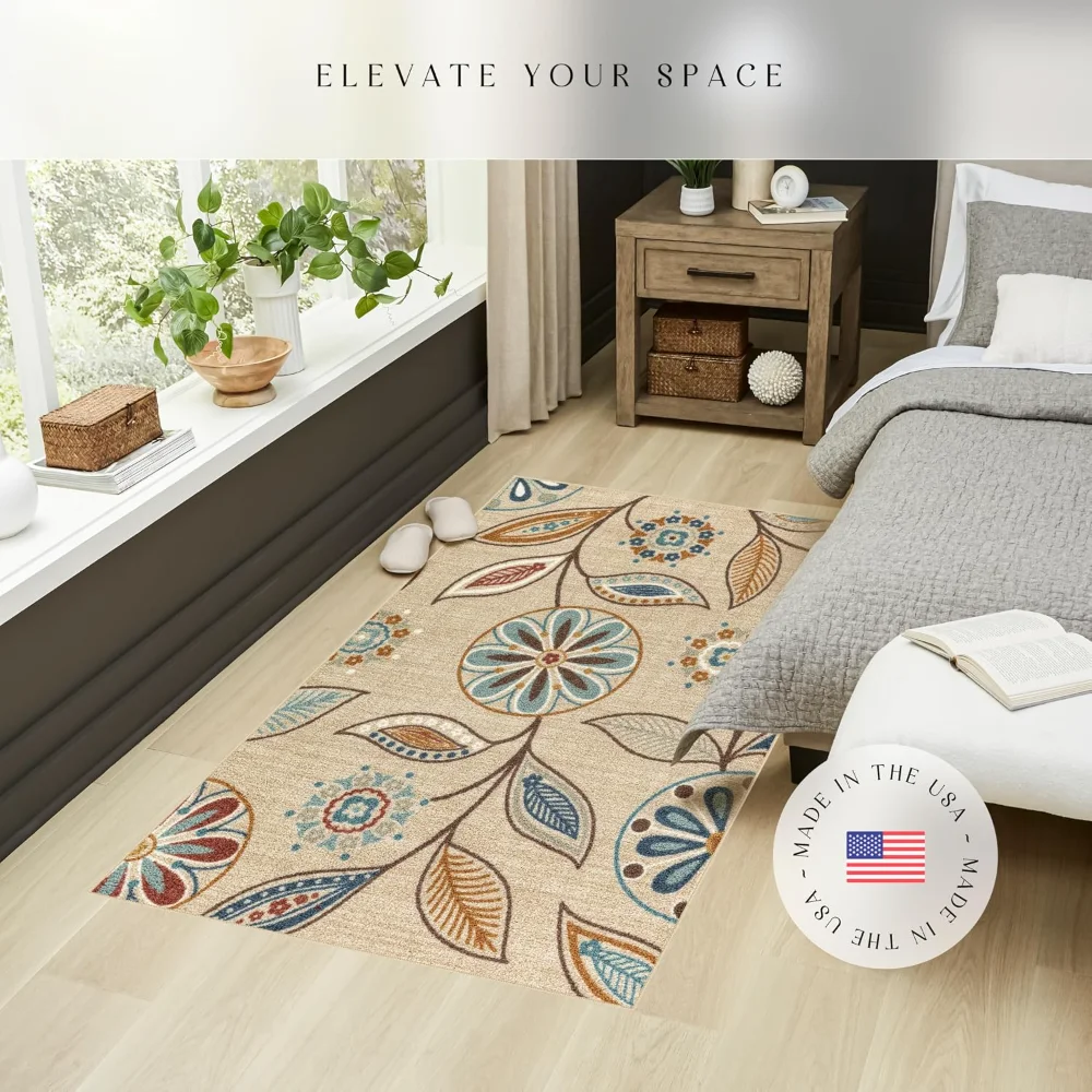 Reggie Floral Pet Mat, 3'4" x 5', Beige, view 2