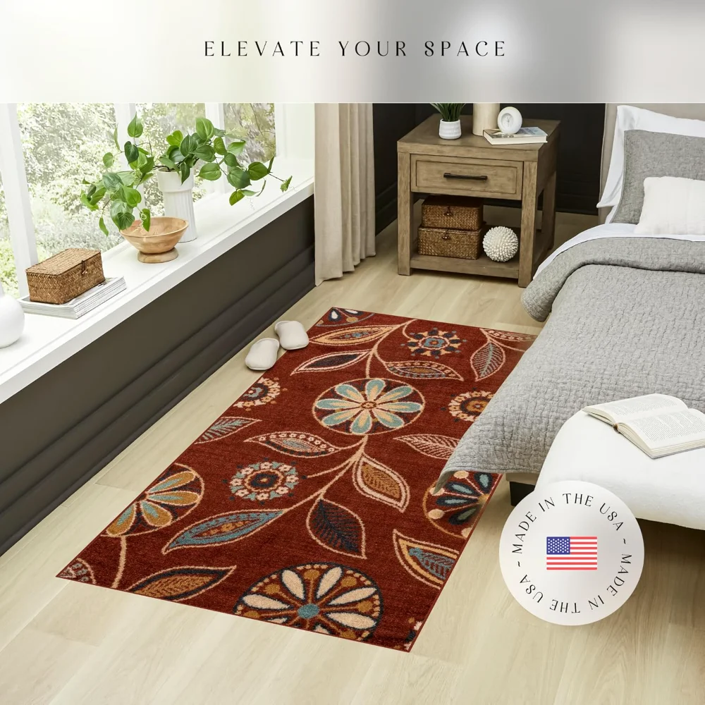 Reggie Floral Pet Mat, 3'4" x 5', Merlot, view 3